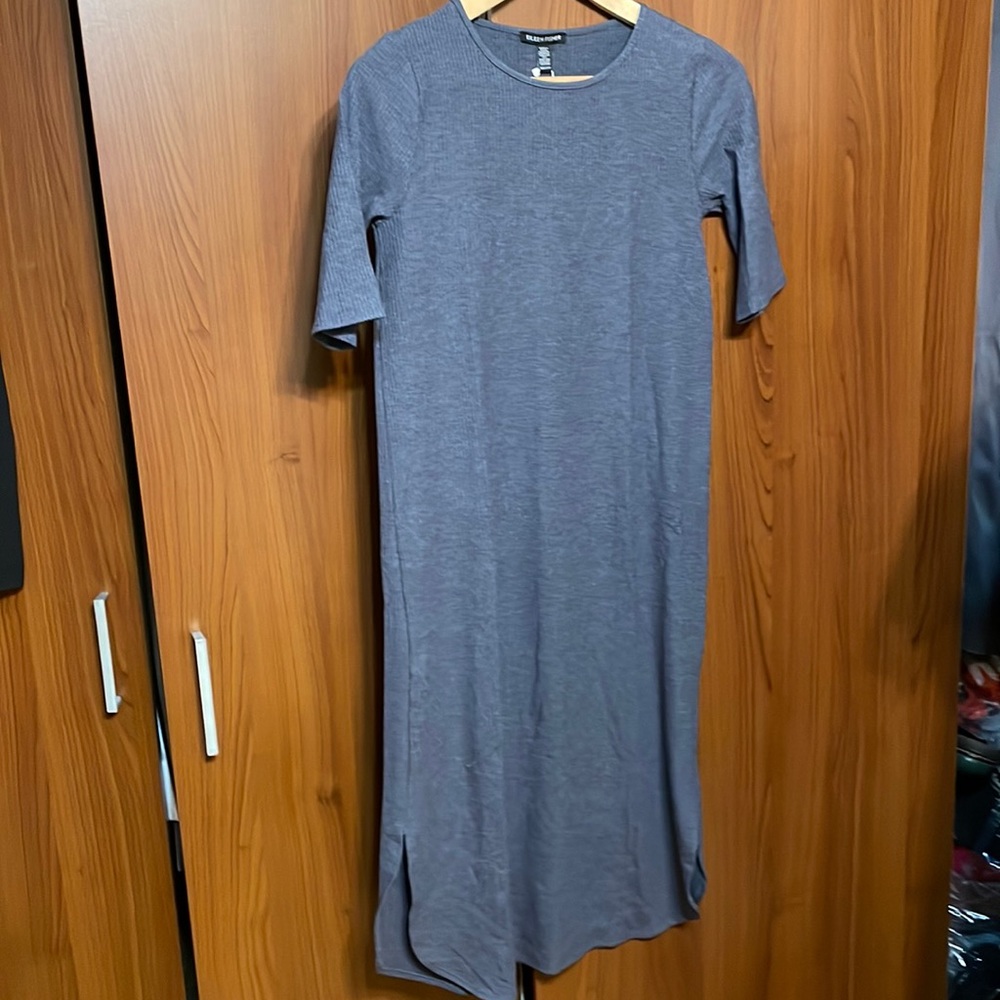 Eileen Fisher short sleeve ribbed knit dress